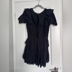 Love Shack Fancy Black Ruffled Peplum Dress